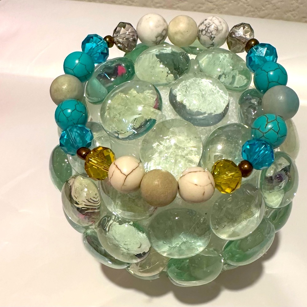 Crystal and natural stone homemade bracelet